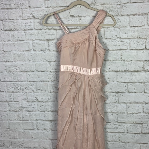 Adrianna Papell Tiered Chiffon One Shoulder Gown 0 - Picture 3 of 11